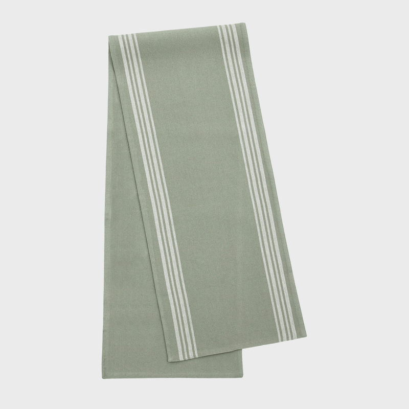 Sage Green White Stripe Reversible Table Runner