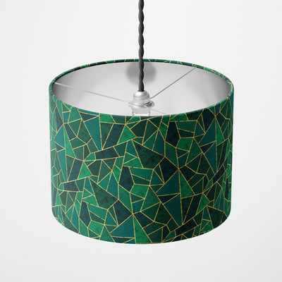 Green Geometric Tile Lampshade - Handmade Homeware, Made in Britain - Windsor and White