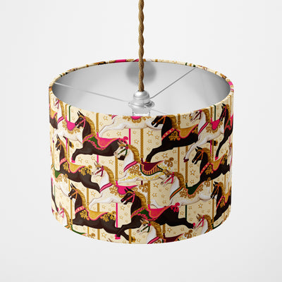 Gold Carousel Horses Lampshade - Handmade Homeware, Made in Britain - Windsor and White