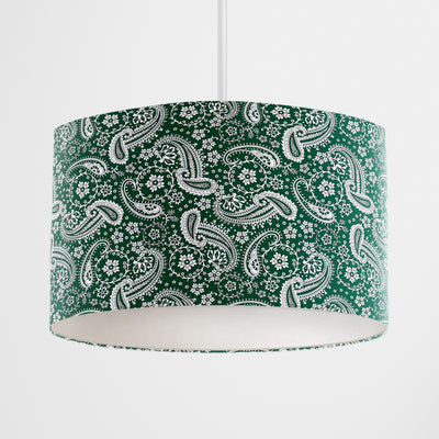 Forest Green Floral Paisley Lampshade - Handmade Homeware, Made in Britain - Windsor and White