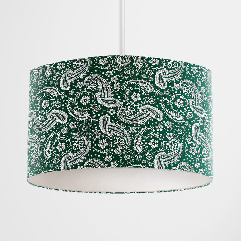 Forest Green Floral Paisley Lampshade - Handmade Homeware, Made in Britain - Windsor and White