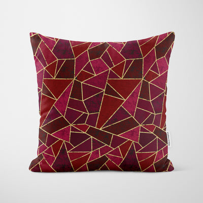 Red Geometric Tile Cushion - Handmade Homeware, Made in Britain - Windsor and White