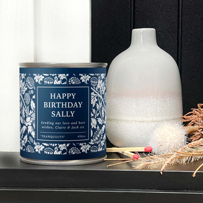 Happy Birthday Blue Tin Candle
