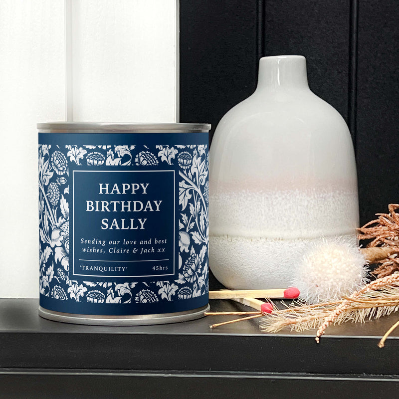 Happy Birthday Blue Tin Candle