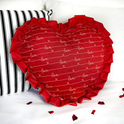 Personalised Couples Initials Heart Cushion Red