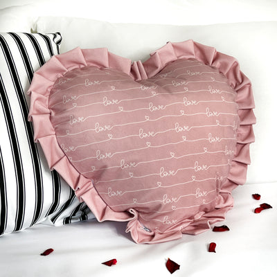 Personalised Couples Initials Heart Cushion Pink