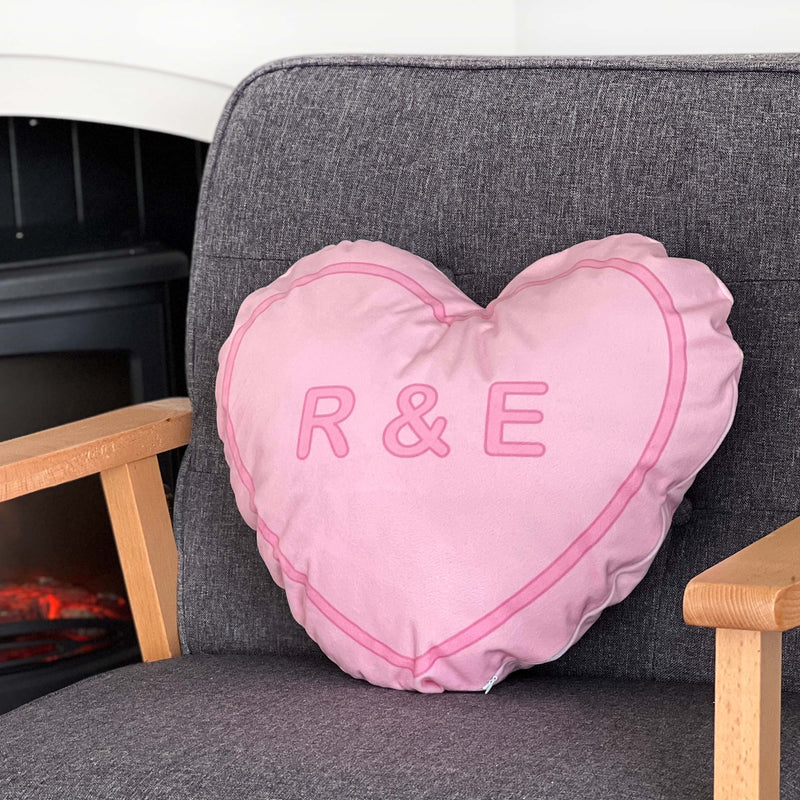 Personalised Love Heart Sweetie Cushion I Love You Pink