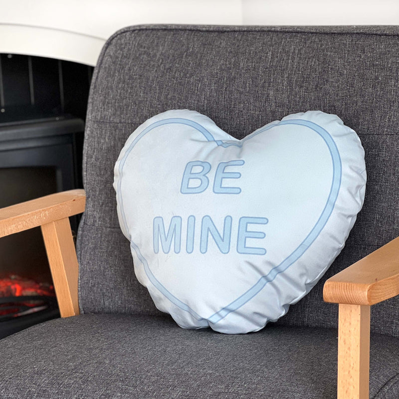 Personalised Love Heart Sweetie Cushion Be Mine Blue