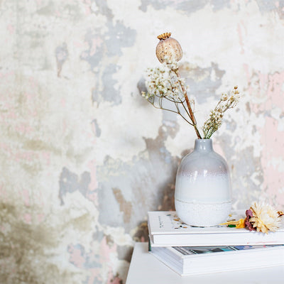 Ombre Muted Grey Tonal Glaze Vase