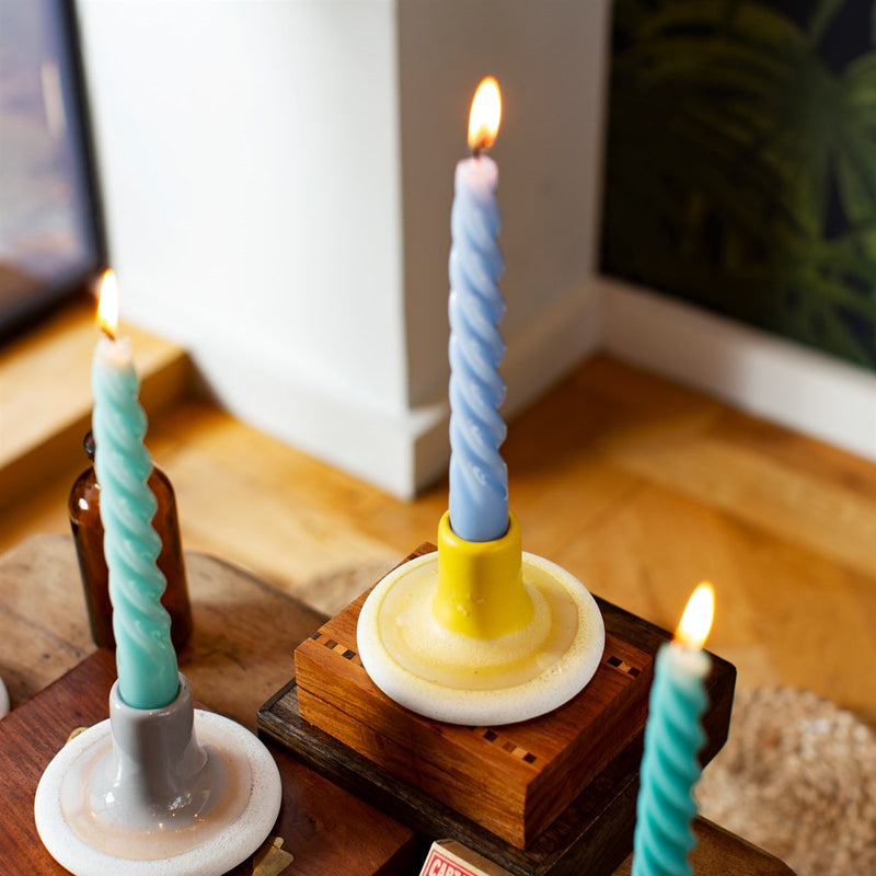 Ombre Yellow Glaze Ceramic Candlestick Holder