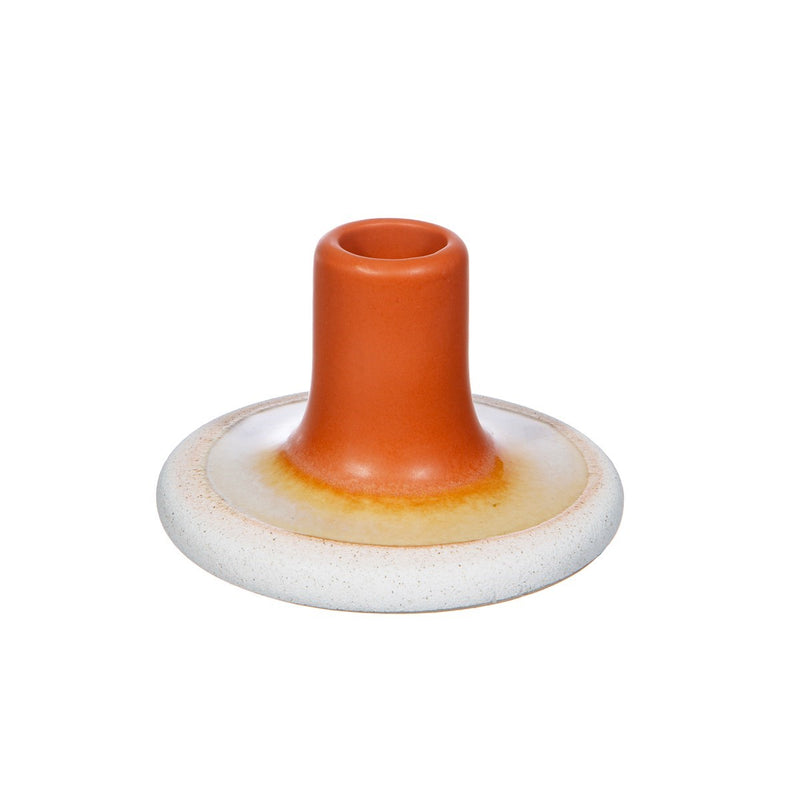 Ombre Orange Terracotta Glaze Ceramic Candlestick Holder