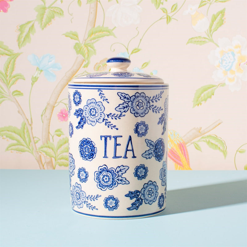 Blue & White Floral Tea Kitchen Storage Jar