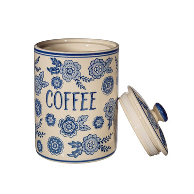 Blue & White Floral Coffee Kitchen Storage Jar