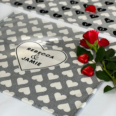 Love You Hearts Table Runner Black