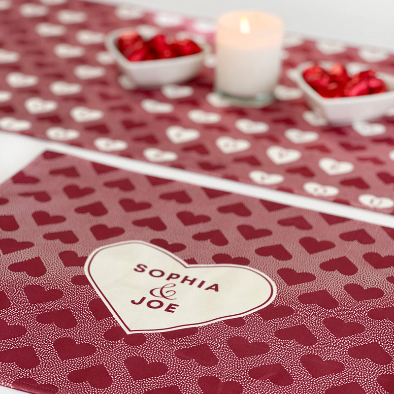 Love You Hearts Table Runner Red