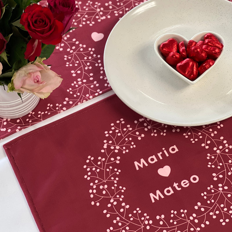 Personalised Ditsy Heart Place Mat Red