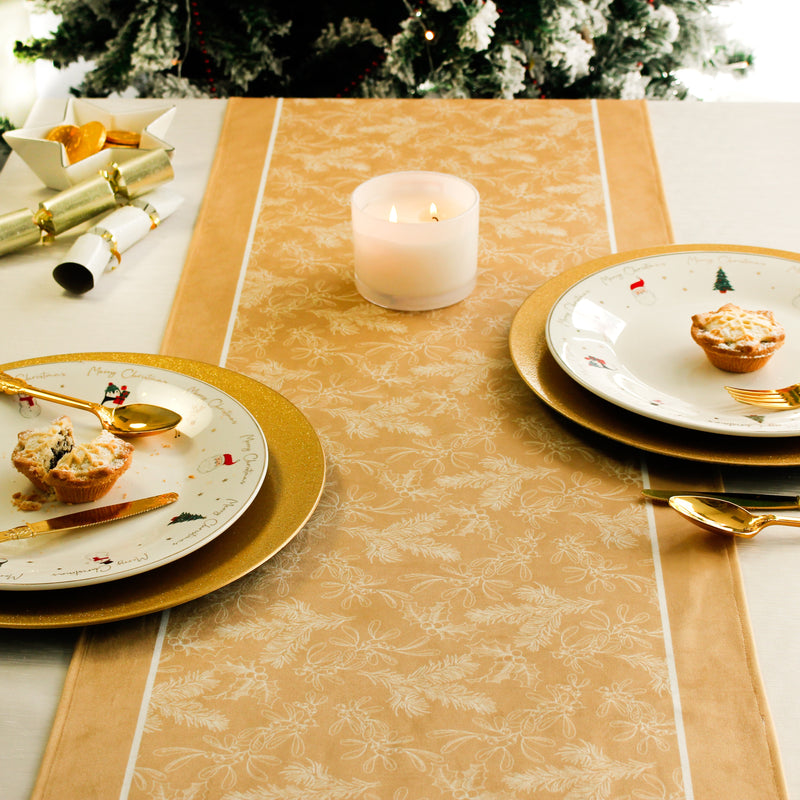 Personalised Christmas Table Place Mats Gold Holly