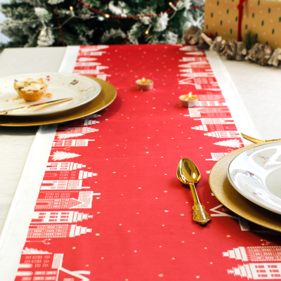 Personalised Christmas Table Place Mats Red Christmas Village