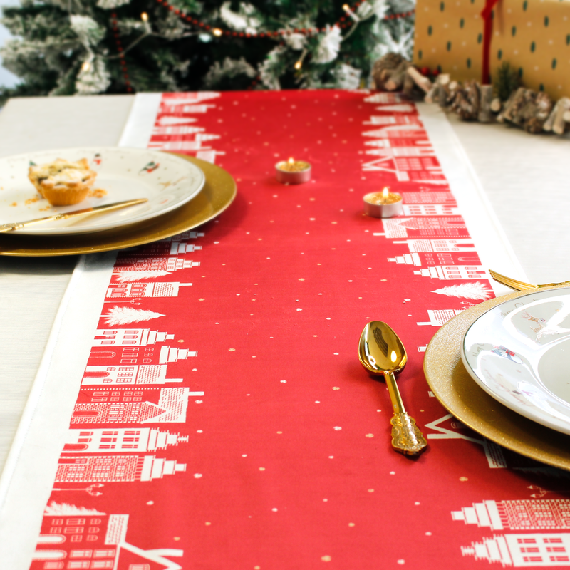 Personalised Christmas Table Place Mats Red Christmas Village