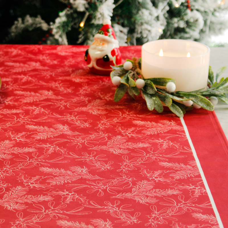 Personalised Christmas Table Place Mats Red Holly