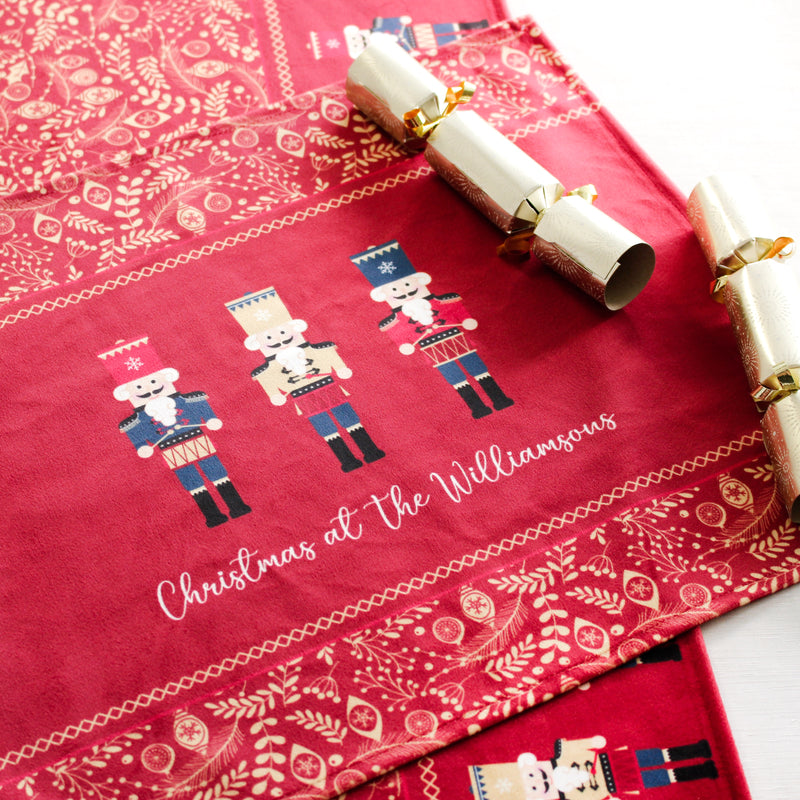 Personalised Christmas Table Place Mats Red Nutcracker