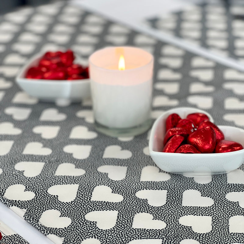 Love Heart Repeat Table Runner Black