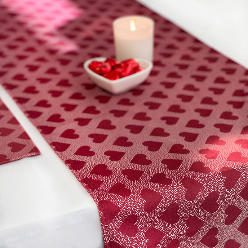 Love Heart Repeat Table Runner Red