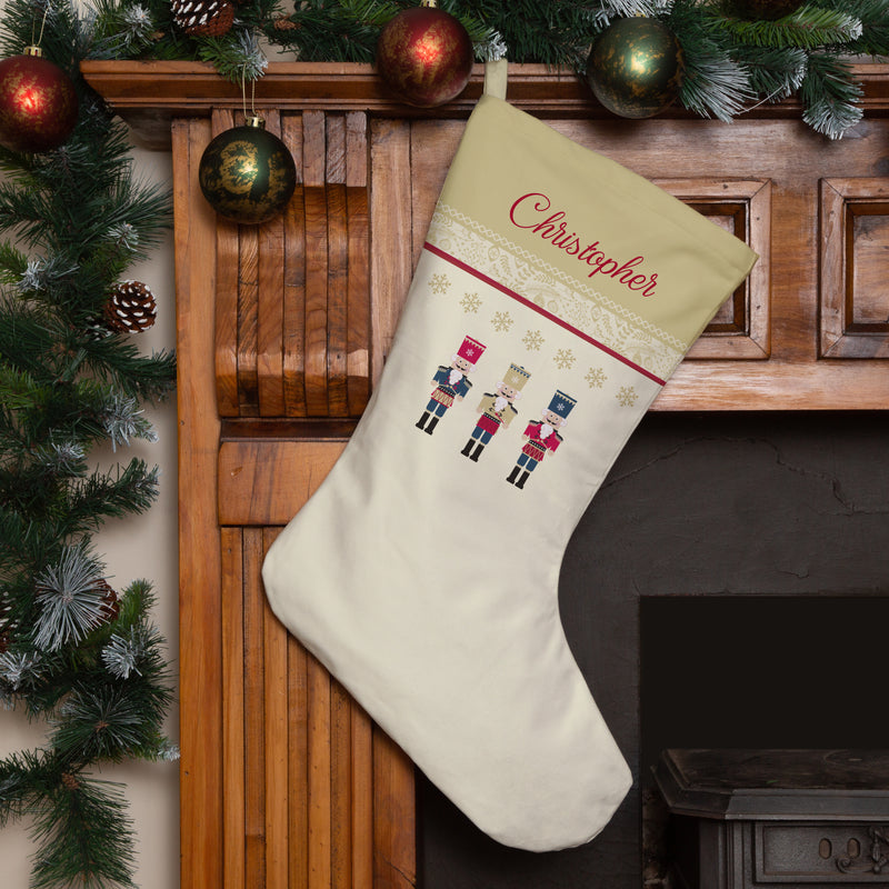 Personalised Christmas Stocking Gold Nutcracker