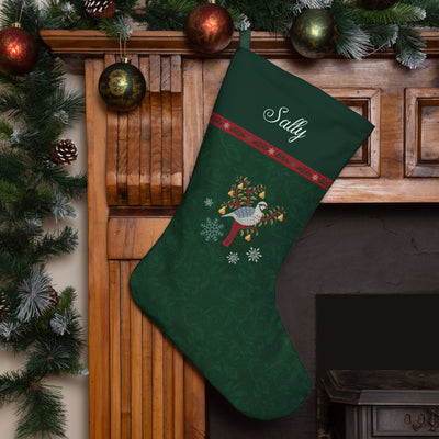 Personalised Christmas Stocking Green Partridge