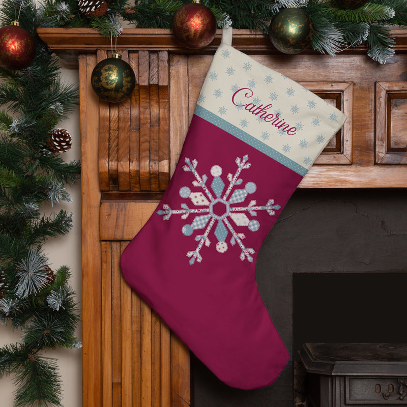 Personalised Christmas Stocking Red Patch Snowflake