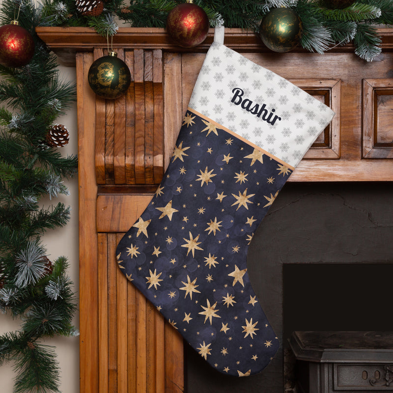 Personalised Christmas Stocking Watercolour Stars