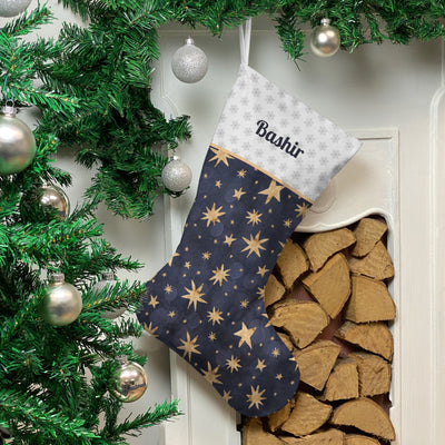 Personalised Christmas Stocking Watercolour Stars