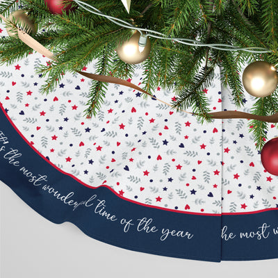 Personalised Christmas Tree Skirt - Blue Gingerbread Houses