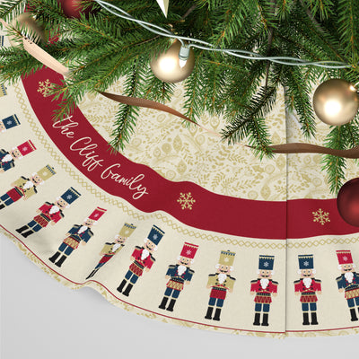 Personalised Christmas Tree Skirt - Gold Nutcracker