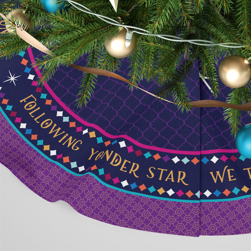 Personalised Christmas Tree Skirt - Three Wise Men Following Yonder Star