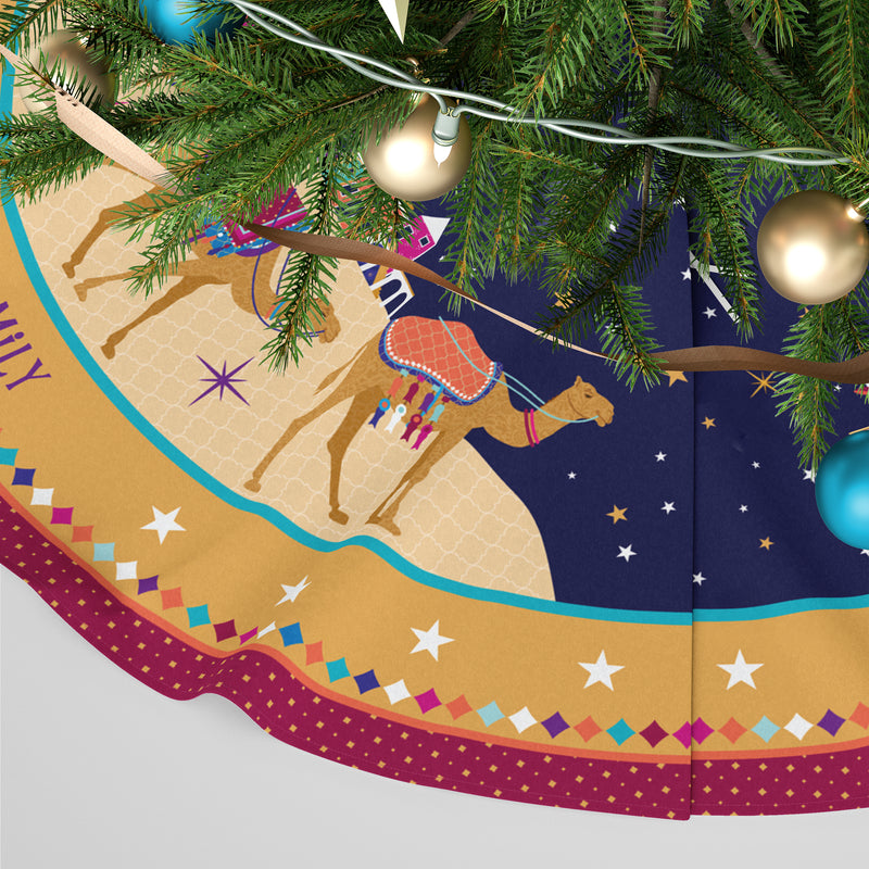 Personalised Christmas Tree Skirt - Three Wise Men Christmas Traveller