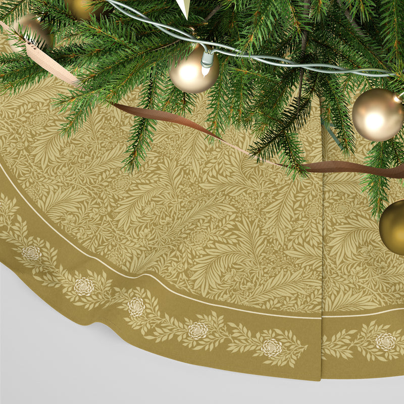 William Morris Print Personalised Christmas Tree Skirt - Larkspur Gold