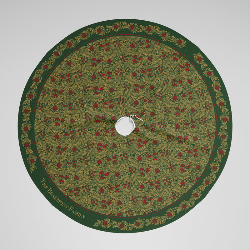 William Morris Print Personalised Christmas Tree Skirt - Larkspur Green Multi