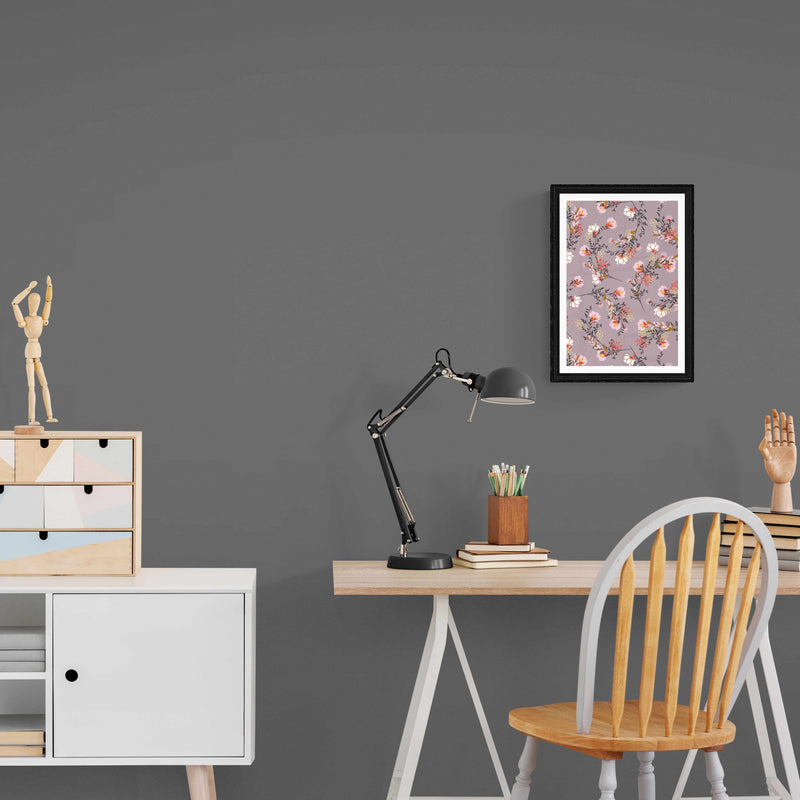 Mauve Asian Floral Wall Art