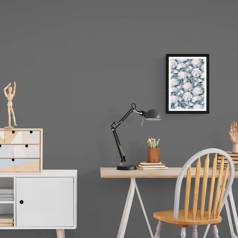 Mid Blue Peony Wall Art
