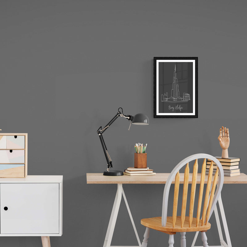 Landmarks Burj Khalifa Black Wall Art