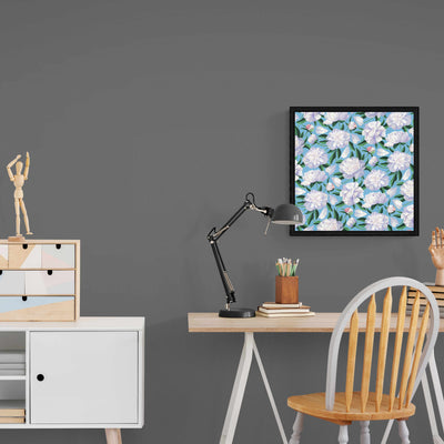 Mid Blue Peony Square Wall Art