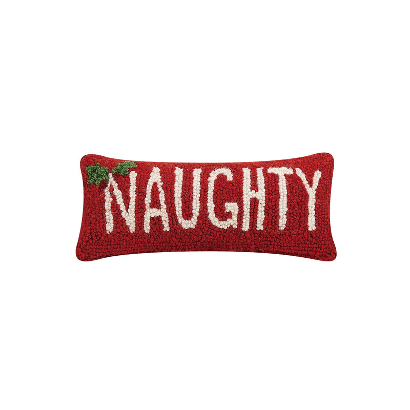 Christmas Naughty Needlehook Cushion Red