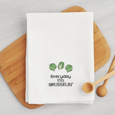 Everyday I'm Brusselin' Christmas Tea Towel