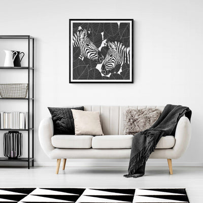 Black Zebra Square Wall Art