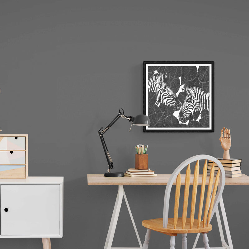 Black Zebra Square Wall Art
