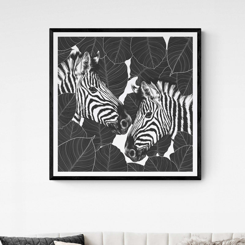 Black Zebra Square Wall Art