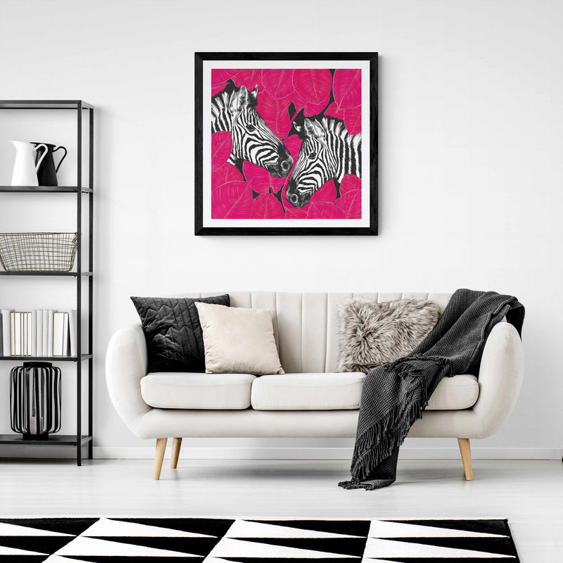 Pink Zebra Square Wall Art