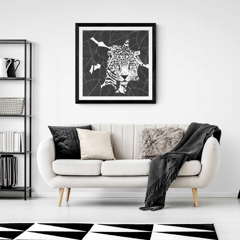 Black Leopard Square Wall Art