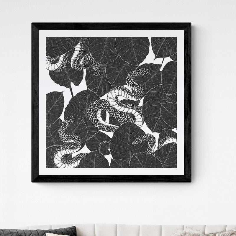 Black Snakes Square Wall Art